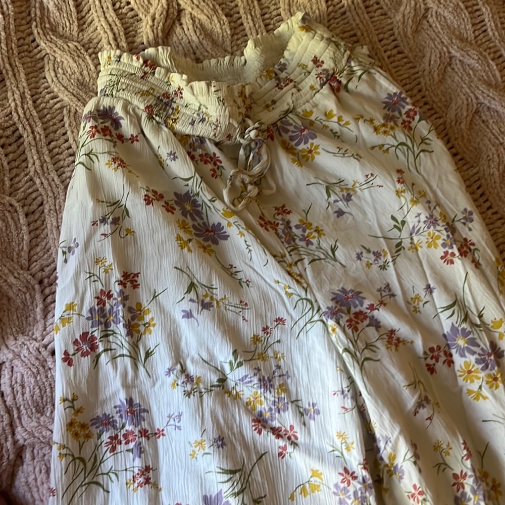 Wide leg floral pants